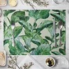  Green Leaves Pattern Western Pad 42x32cm Cotton Linen Placemat Insulation Dining Table Mat Bowls Coasters Kitchen Accessories 