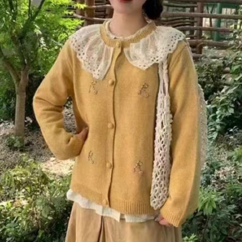 Chicfifth Sweater Women Winter Long Sleeve High Quality Autumn Vintage Top Knitted Cardigan