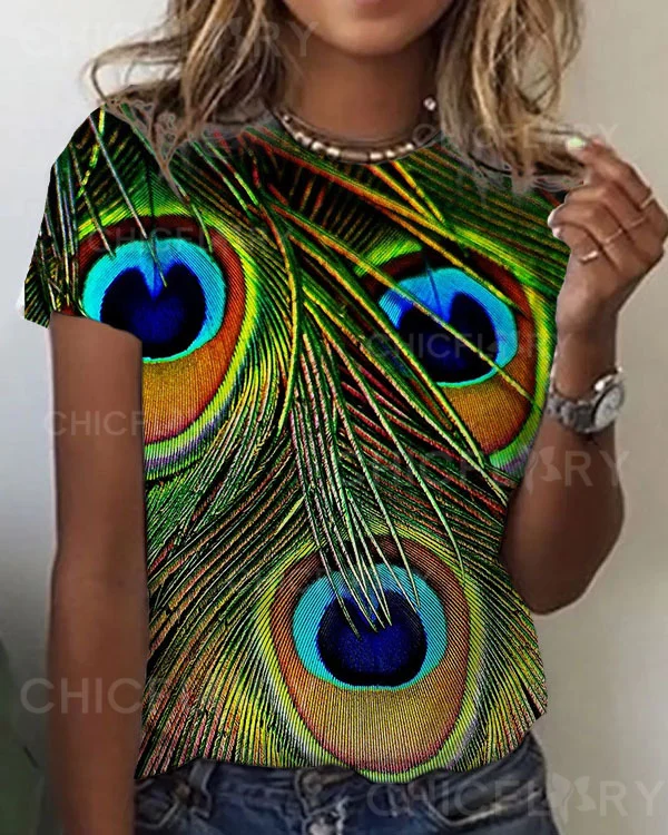 Women's Peacock Pattern Top