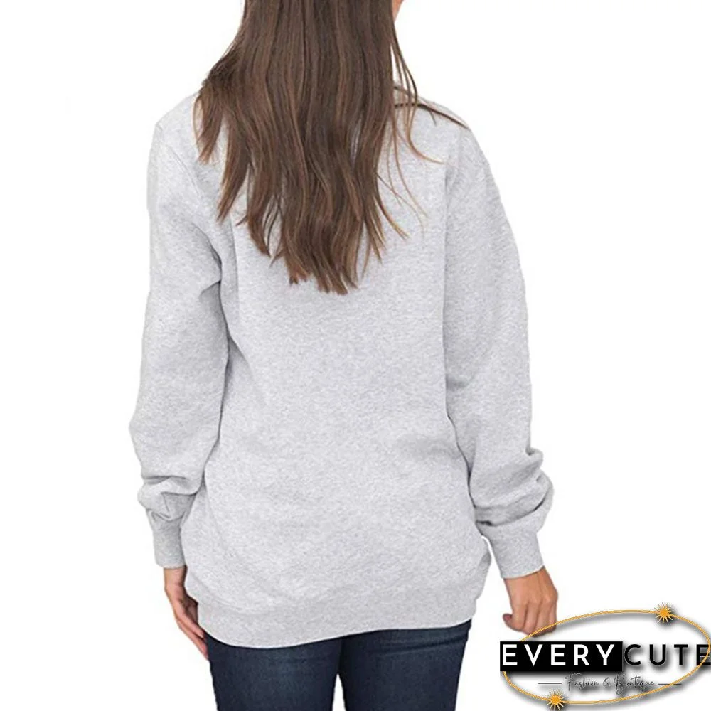 Light Gray Oversized 1/4 Zip Fleece Pullover Sweatshirts