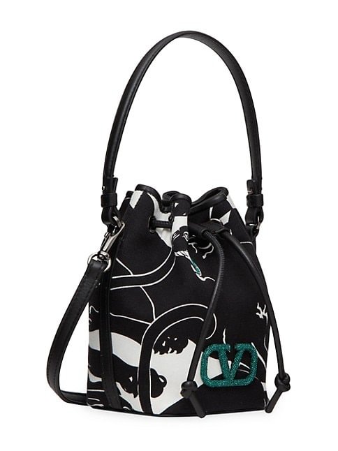 Valentino Garavani Mini Valentino Garavani Escape Bucket Bag in Canvas with Panther Print and Jewel Logo 5 out of 5 Customer Rating