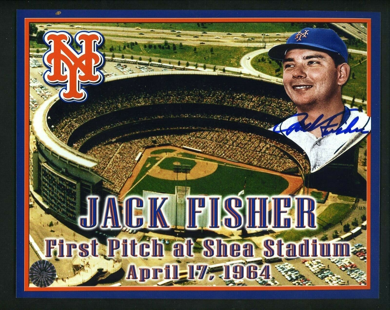 Jack Fisher 1st Pitch SHEA Signed Autographed 8 x 10 Photo Poster painting Mets  SHIPPING