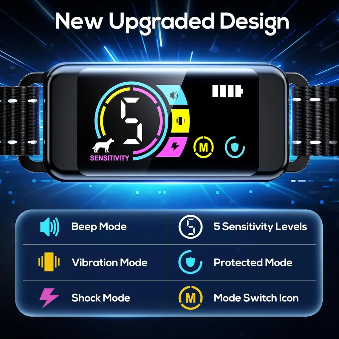 BEBANG Dog Bark Collar, 4 Modes Bark Shock Collar for Small Medium Large Dogs, Anti Barking Device with 5 Adjustable Sensitivity