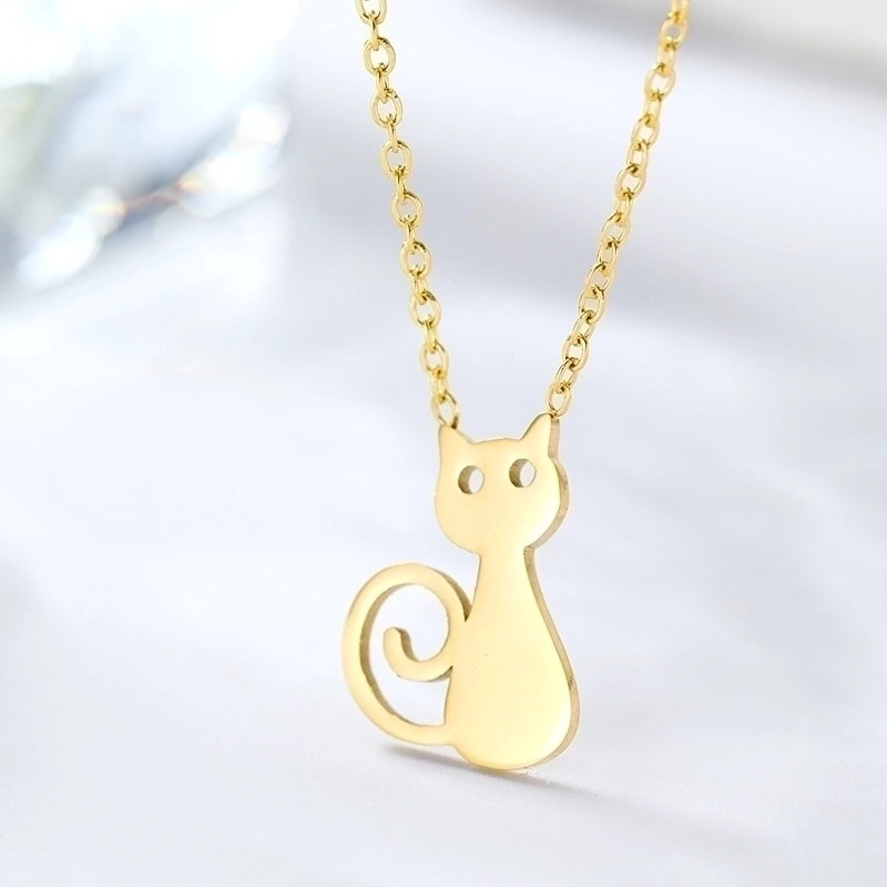 Stainless Steel Elegant Cute Plating Hollow Out Solid Color Pendant Necklace