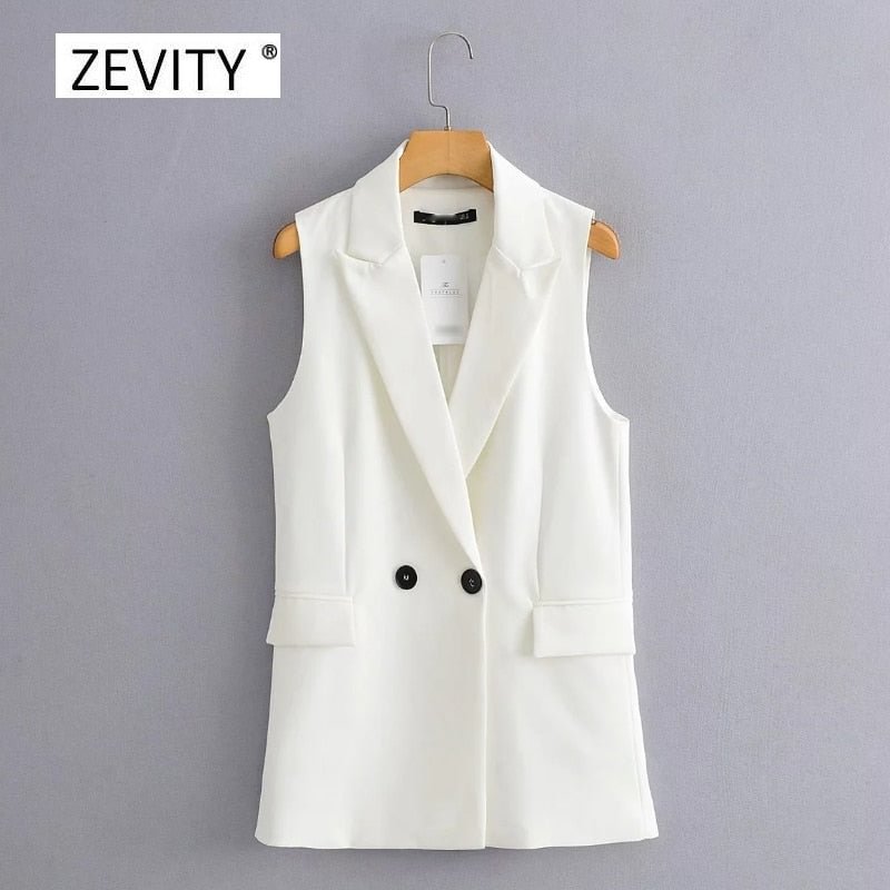 New 2020 Women simply sleeveless double breasted vest jacket office ladies wear casual suit waistCoat pockets outwear tops CT514