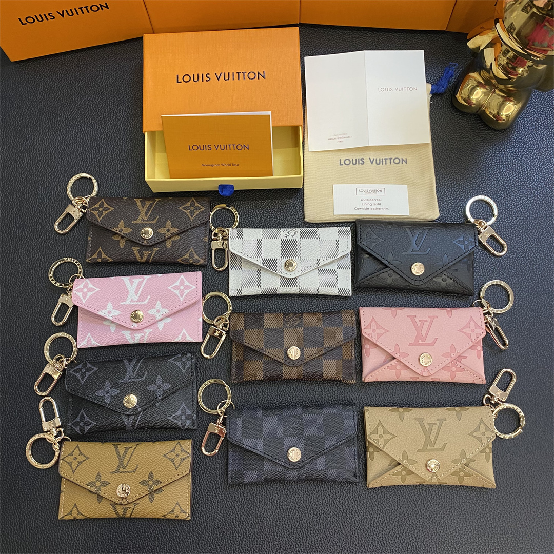 LV Canvas Monogram Leather Envelope Wallet Card Holder