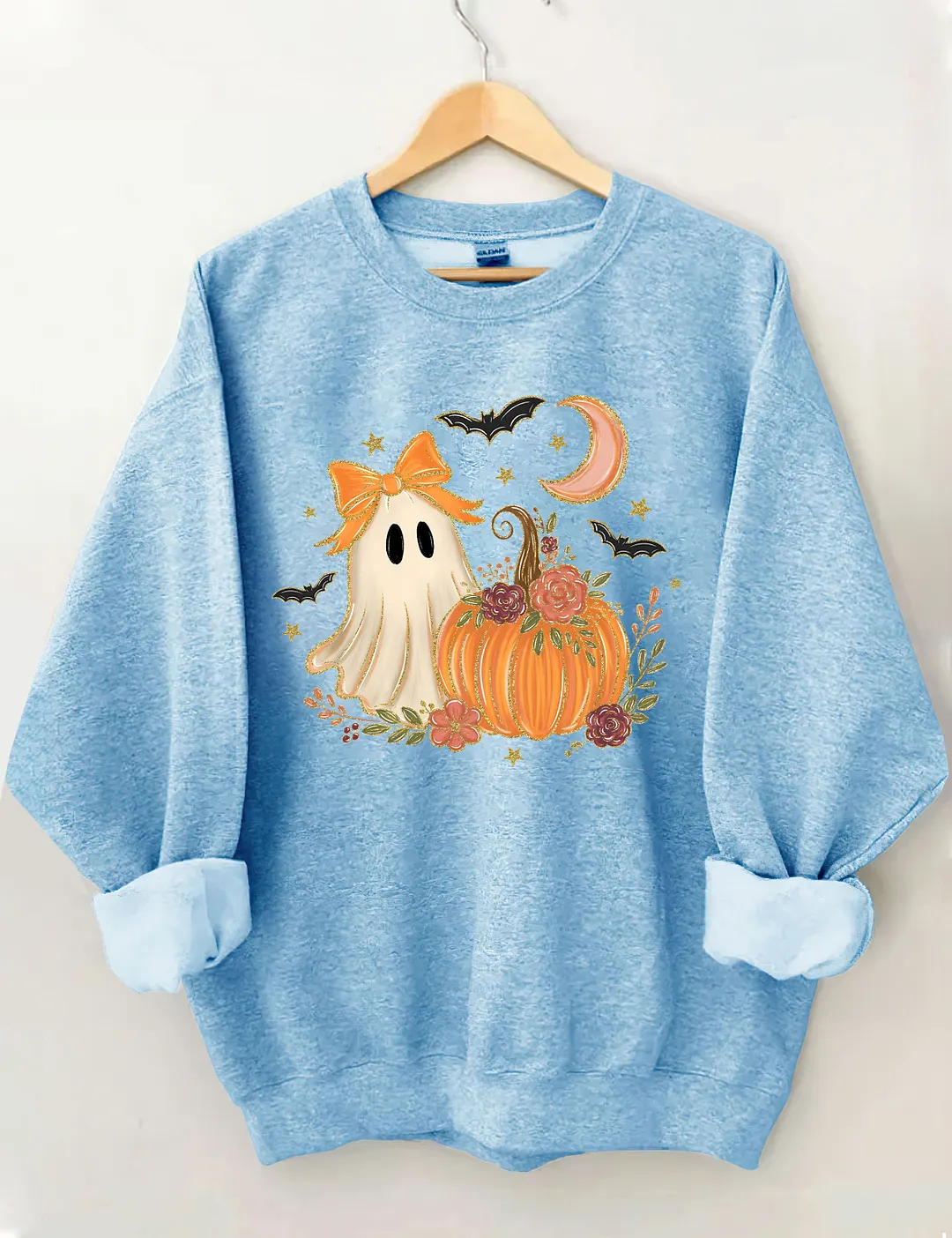 Floral Ghost Halloween Pumpkin Sweatshirt