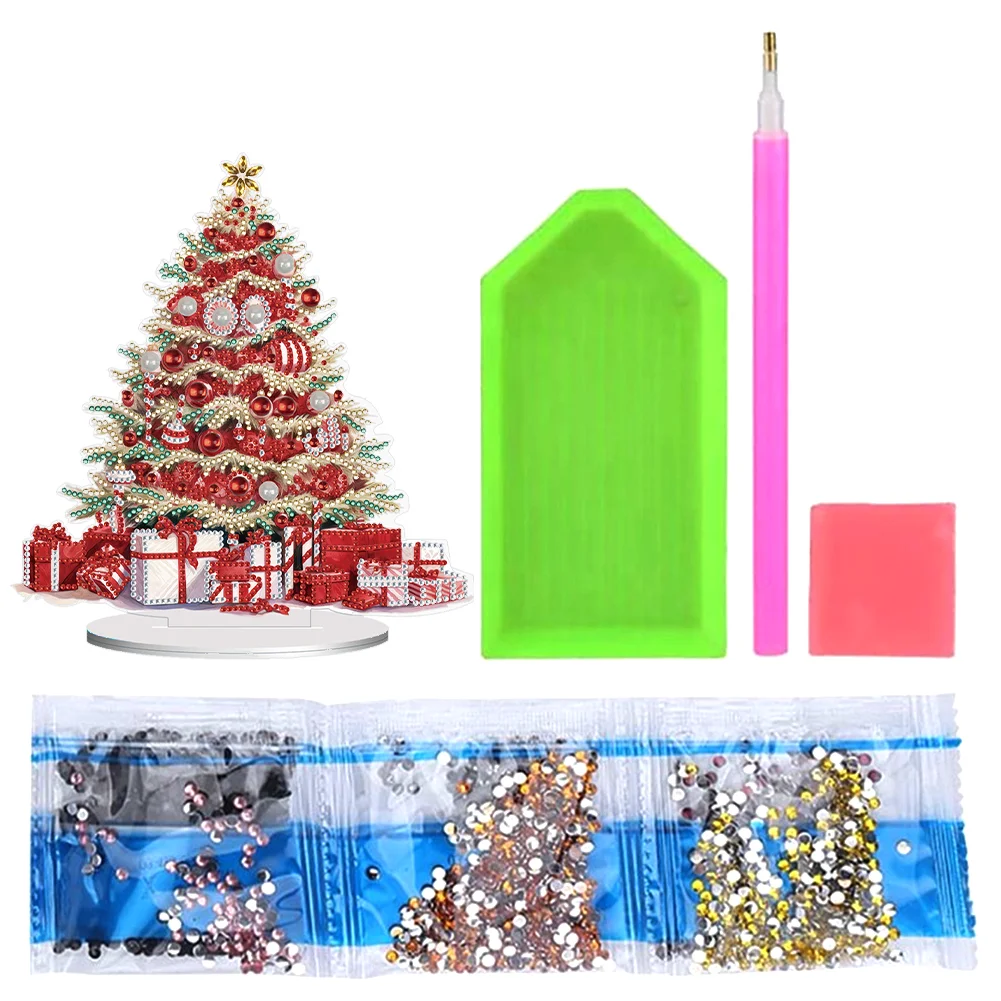 DIY Christmas Tree Single Side Special Shape+Round Diamond Painting Desktop Decor Xmas Ornament