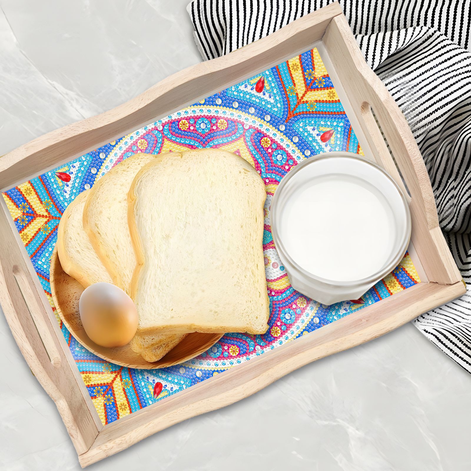 Diamond painting DIY dining plate, point diamond handmade gift, cross stitch dining plate decoration painting wholesale, new Mandala
