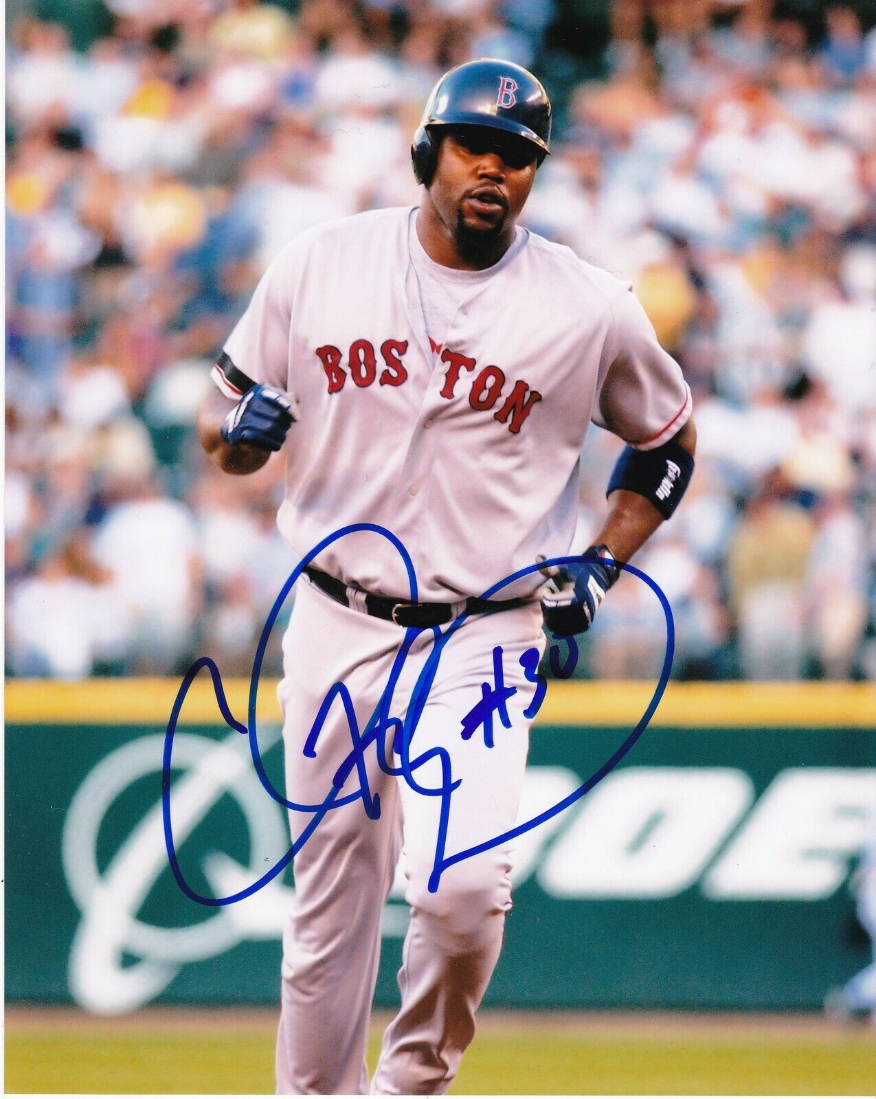 CLIFF FLOYD BOSTON RED SOX ACTION SIGNED 8x10