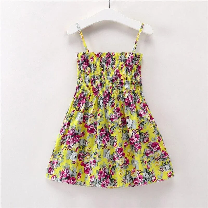 Baby Girl Dress 2020 Summer Kids Sleeveless Braces Dresses Girls Cotton Print Floral Princess Dress Children Casual Clothing