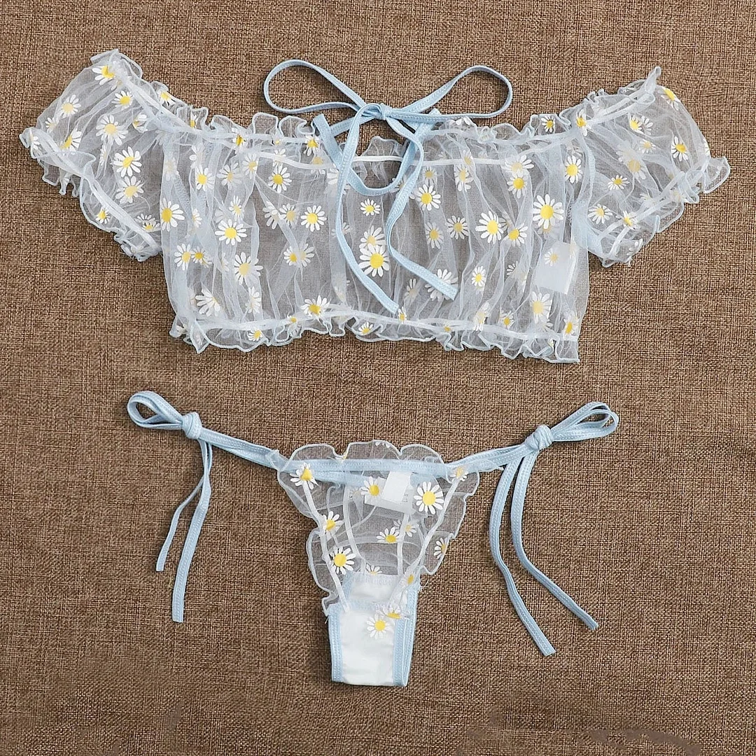 Billionm Floral Lace Underwear for Women Erotic Lingerie Sex Transparent Mesh Bra Sexy Lingerie Thong Sets Babydoll Porno Erotic Costumes