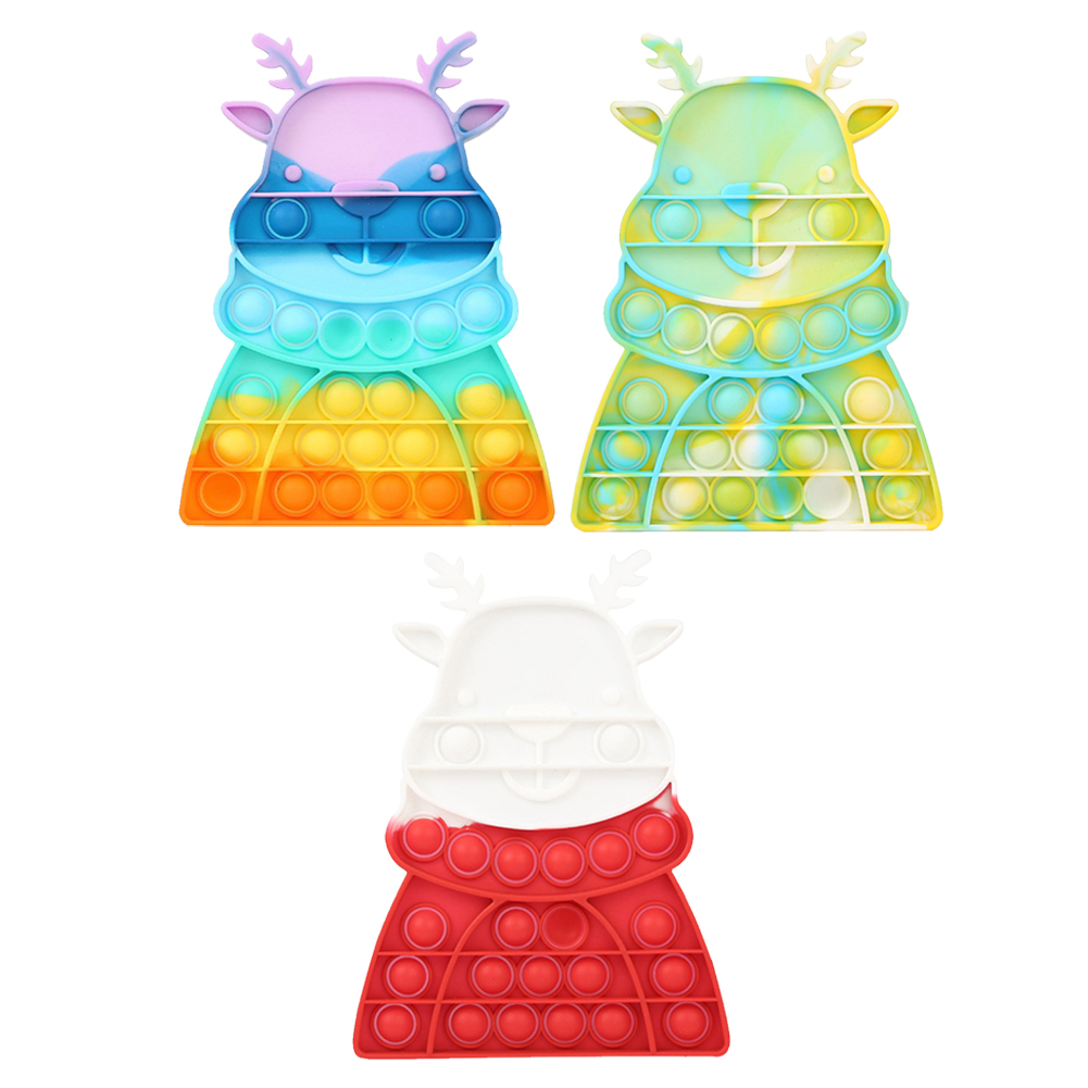 

Rainbow Tie Dye Christmas Elk Push Bubble Kids Autism Stress Reliever Toys, Multicolored, 501 Original