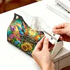 DIY Diamond Art Tissue Box Holder Flower Butterfly PU Leather Diamond Art Desktop Organizer Resin Rhinestone Storage Organizers Gem Art Home Office Decor Craft Gift