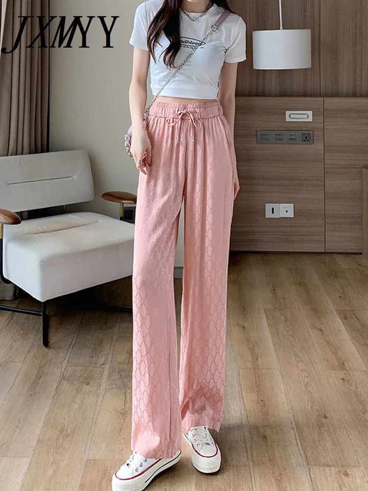 Dubeyi Fashionable Green Pants Wide-Leg Summer Thin Section High-Waisted Drape Loose And Thin Casual Women's Straight-Leg Pants