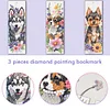 (US Only)3Pcs Dog DIY Diamond Painting Bookmarks for Book Lovers Mosaic Art Supplies