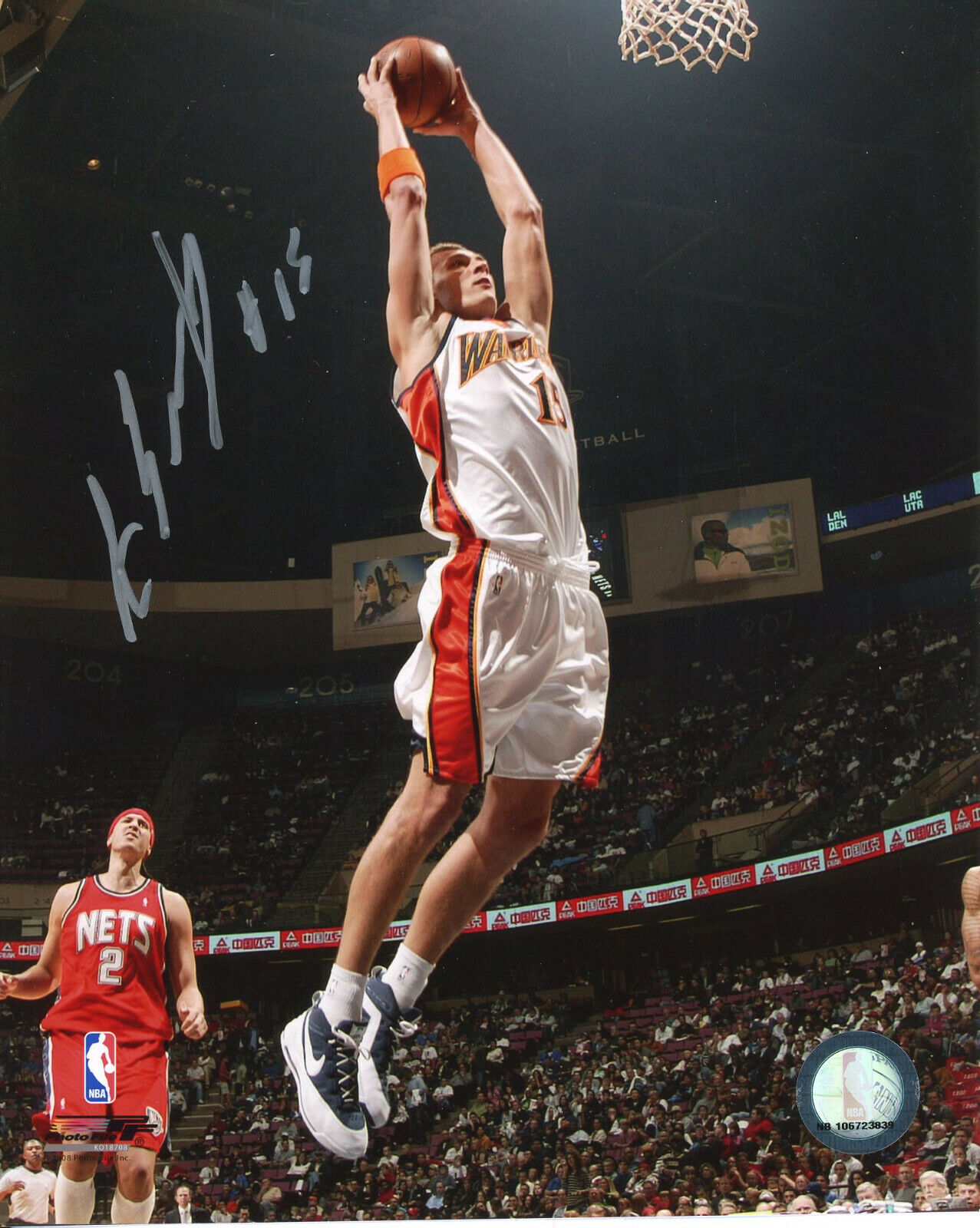 Andris Biedrins Autographed 8x10 Golden State Warriors#S1327