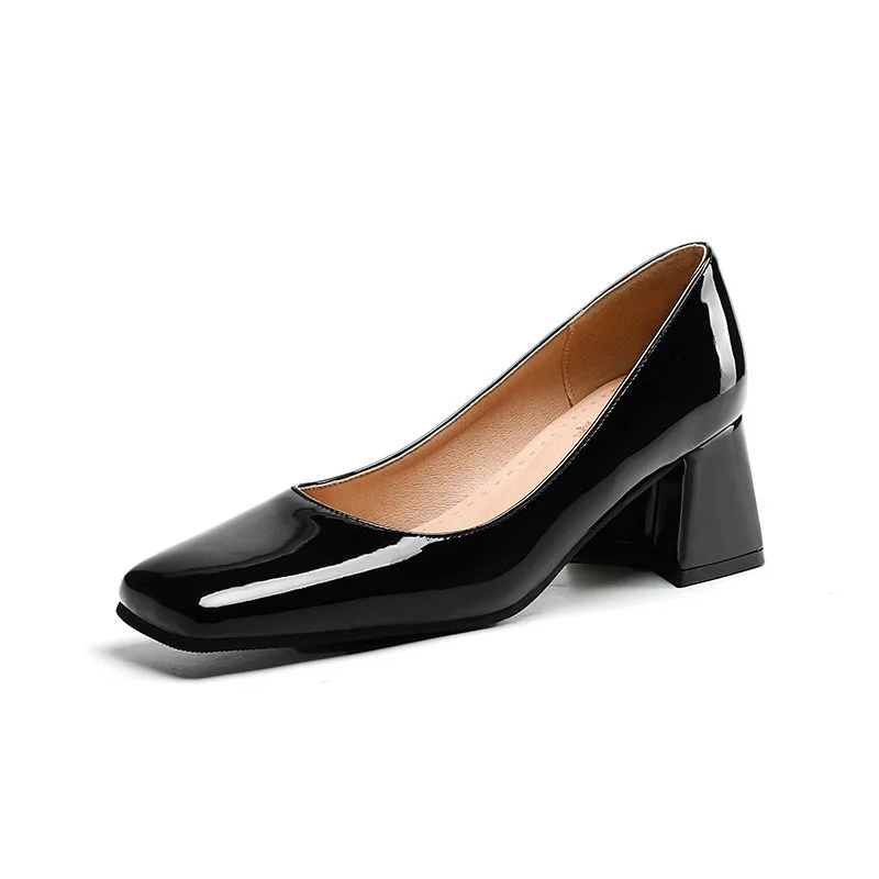 Vintage Shoes Light Apricot Patent Leather Square Toe