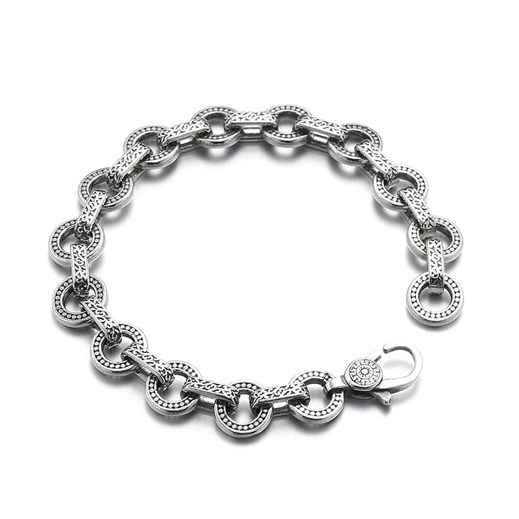 S925 Men's Round Lock Bracelet