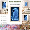 Blue Glowing Lion-11CT Stamped Cross Stitch 40*70cm(Big Size) tapestrymarket
