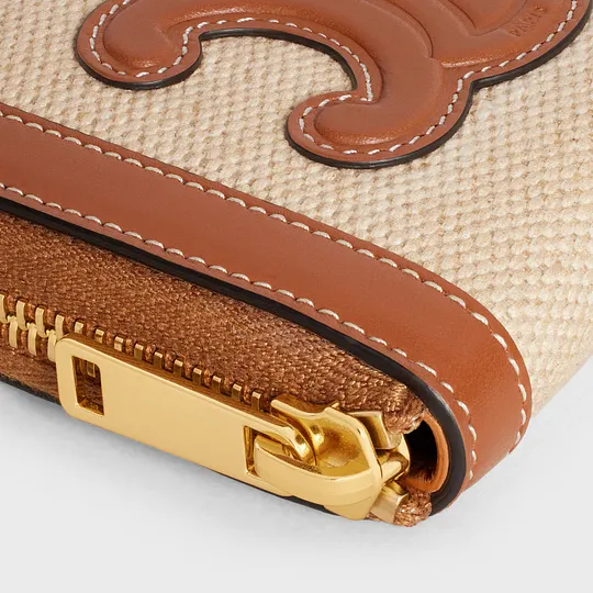 CELINE キュイル コンパクトジップウォレット タン コンパクト ジップウォレット キュイル トリオンフ / テキスタイル