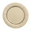 10 Pack | 13" Champagne Leather Textured Disposable Charger Plates, Round Cardboard Serving Trays - 1100 GSM