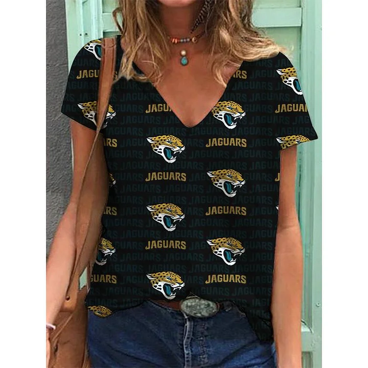 Jacksonville Jaguars  Lightweight Short Sleeve V-Neck T-Shirt