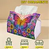 (24cm)Diamond Art Tissue Box Cover DIY PU Desktop Organizer Large(Butterfly)