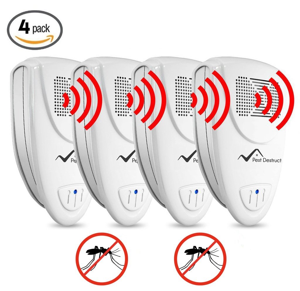 Ultrasonic Mosquito Repeller - PACK OF 4 - 100% SAFE for Children and Pets - Get Rid Of Mosquitoes In 7 Days Or It's FREE - vzzhome
