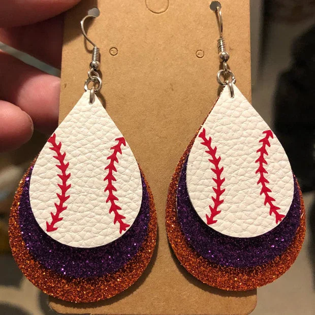 Faux Leather Baseball Earrings