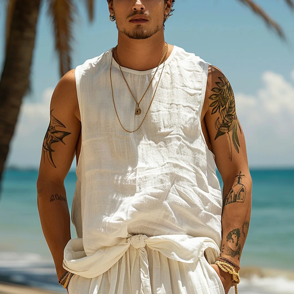 Men's Casual Vintage Linen Vest-inspireuse