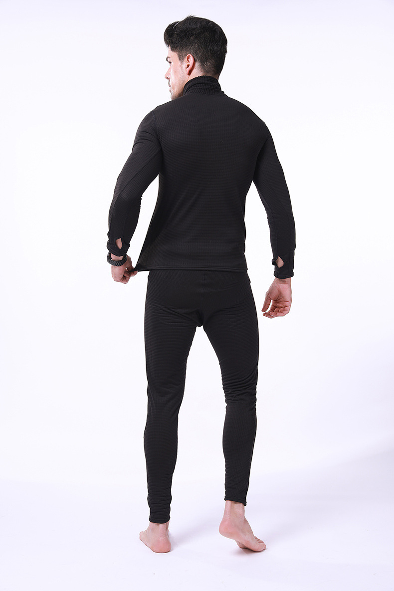Pure Color Half-Zipper High-Neck Fleece Soft Thermal Underwear Sets Pure Color Half-Zipper High-Neck Fleece Soft Thermal Underwear Sets
