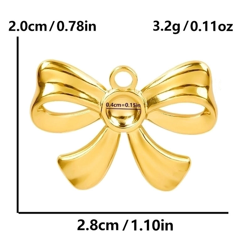 5 Pieces 28*20mm 28*42mm 33*29mm 304 Stainless Steel 18K Gold Plated Bow Knot Polished Pendant