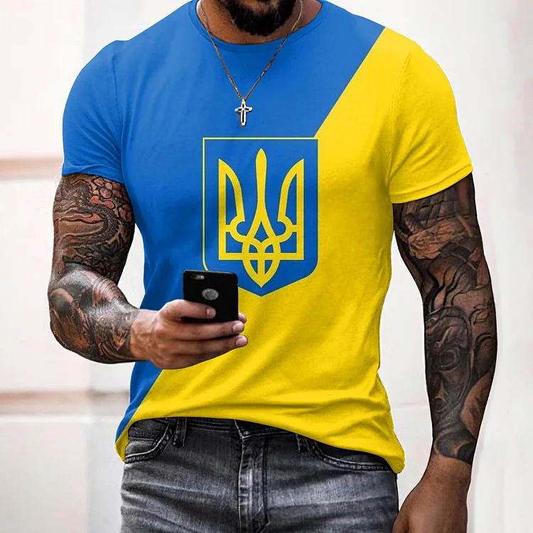 Simpfit T-Shirt mit Aufdruck „We Hope Free Forever Stop Ukr War“ für Herren