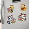 12 STÜCKE 2d flache DIY Diamant Kunst Kühlschrank Aufkleber Kits für Wohnkultur (Kätzchen)