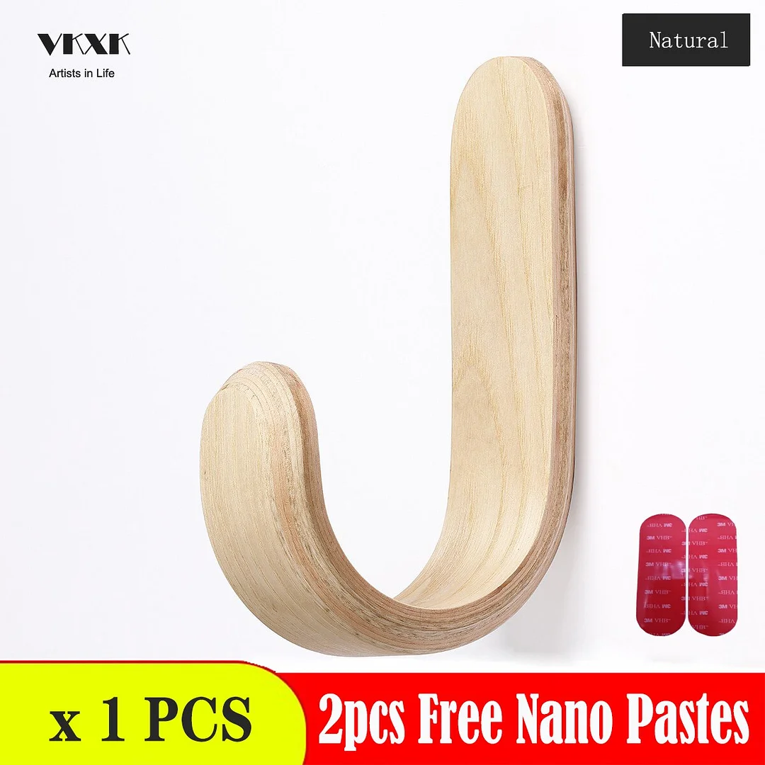 Nail free J-shaped decorative umbrella handle hook children's room clothes hat rack