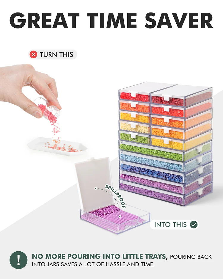 Trabricks Diamond Painting Drills Storage Tray Bead Container