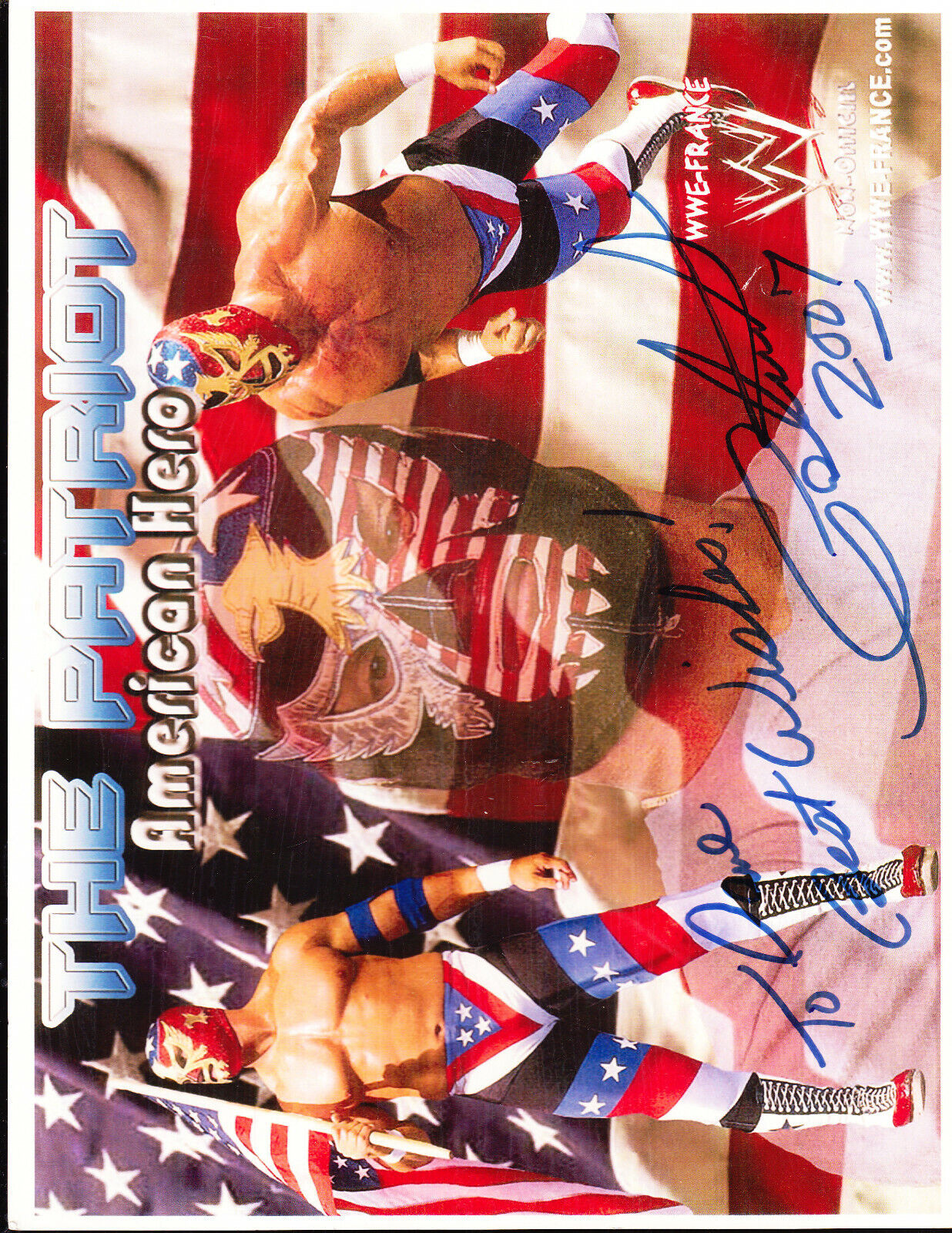 THE PATRIOT SIGNED AUTOGRAPH WWE FRANCE WWF 8X11 Photo Poster painting COA TO DAVE 2007