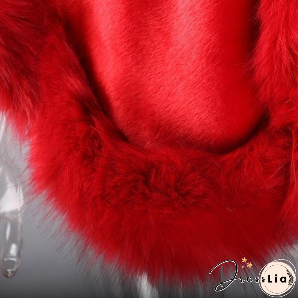 Women Winter Warm Luxury Faux Mink Cashmere Wedding Party Cape Wrap Coat