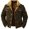 Men's Vintage Outdoor Workwear Cargo Tactical Lapel Casual Fleece Jacket by Inlyline