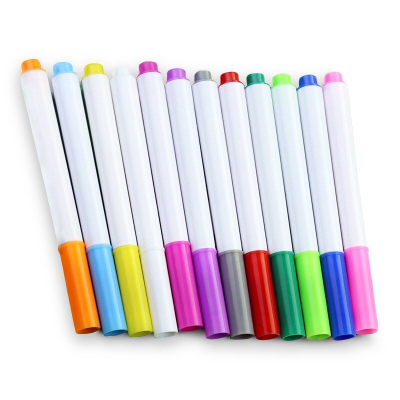 12 Pcs Colors Liquid Chalk Pens For Wall Sticker Kids Room Blackboard Erasable Non-dust Chalk Removable Marker Pen Stationery