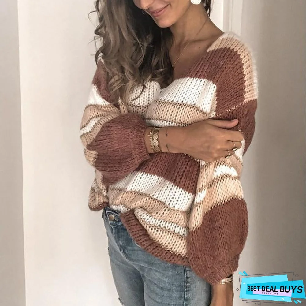 Color-Block Long Sleeve Sweater