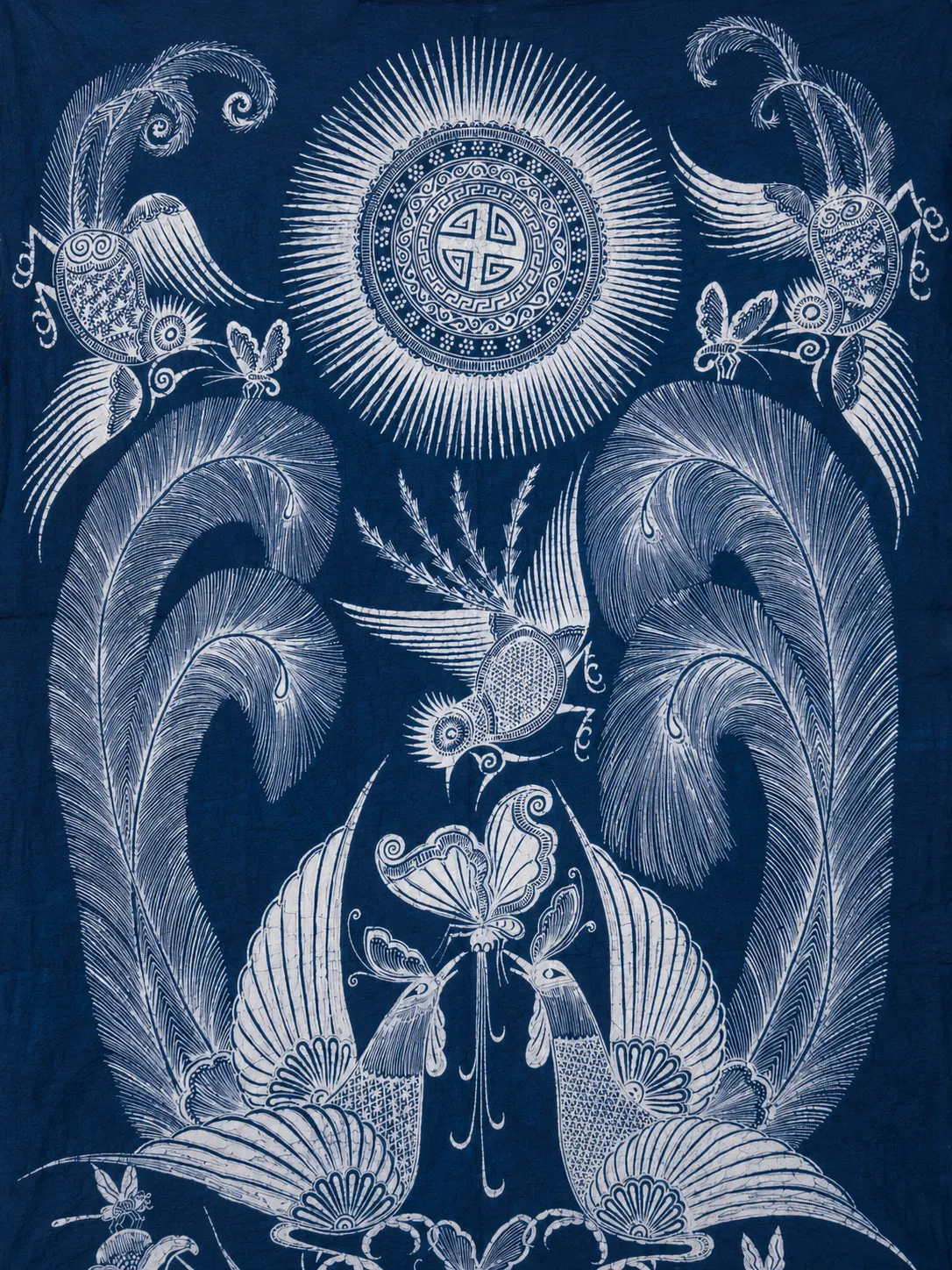 Chinese indigo batik pattern detail