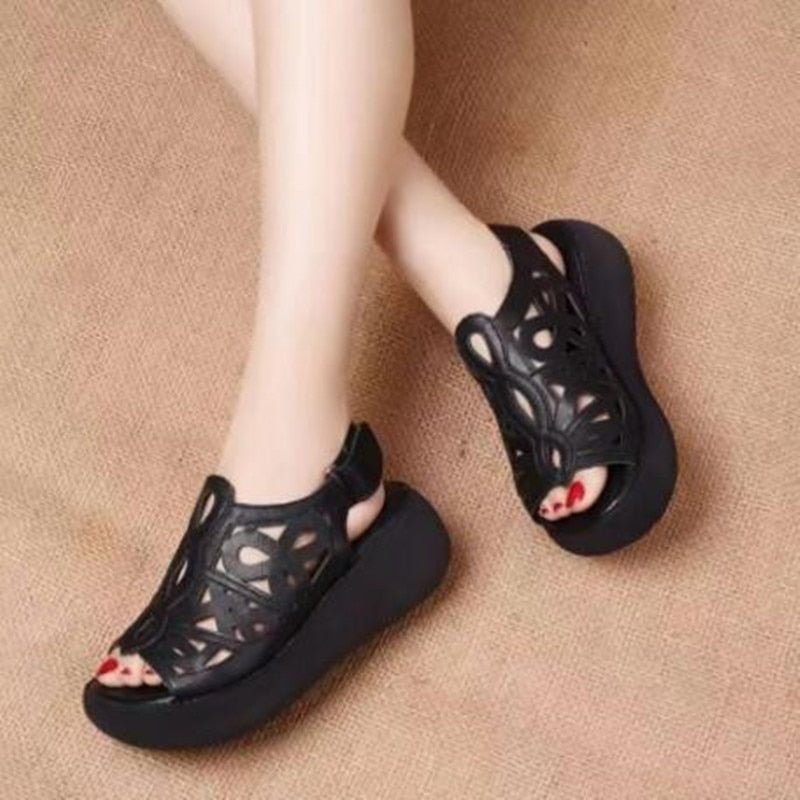 Women Sandals Soft Leather Wedges Shoes For Women Summer Retro Sandals 2022 Casual Shoes Female Heels Sandals Wedge Sandalias
