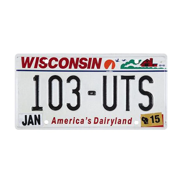 Wisconsin - permis de plaque de voiture ancienne - 5.9x11.8inch