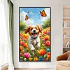 Chien et fleur - perceuse ronde peinture diamant - 40*70cm (grande taille)