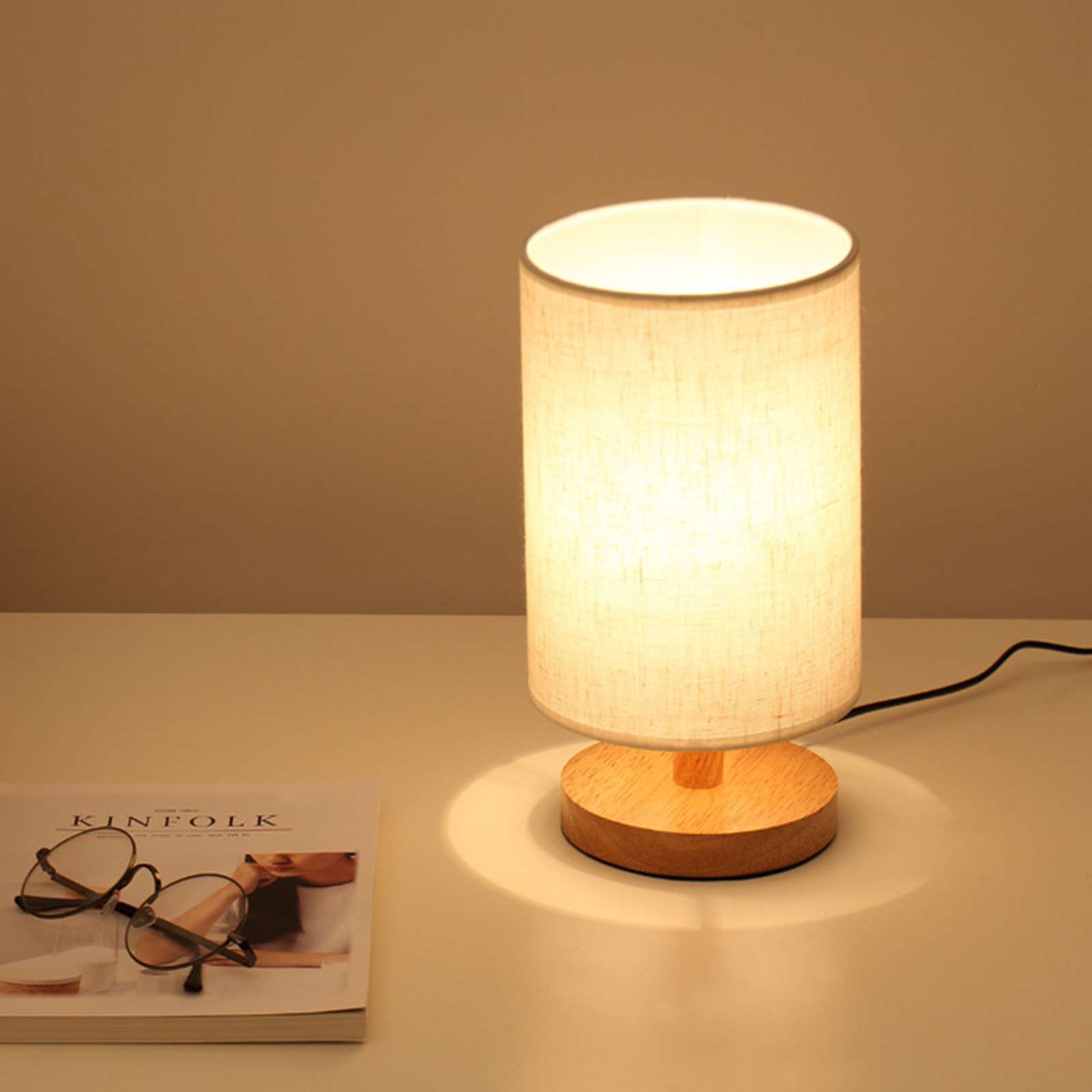 

Table Dimmable USB LED With Fabric Shade Wood Base-Night Light, 501 Original
