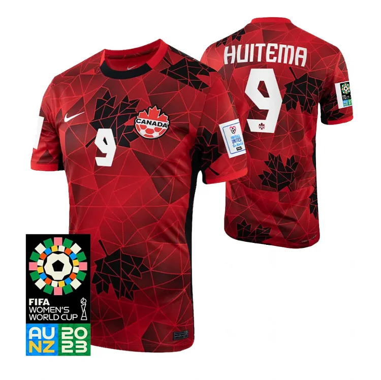 Canada Jordyn Huitema 9 Men's Home Shirt Kit World Cup 2023