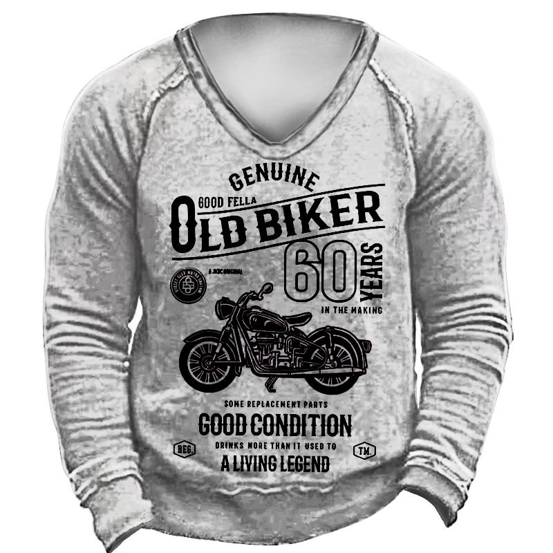 Men's Outdoor Retro Motorcycle Tactical V-neck Sweatshirt / [viawink] /
