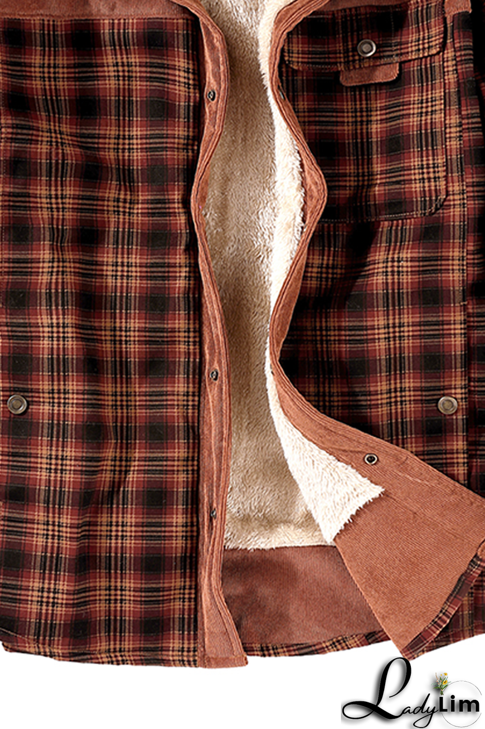 Dark Green Casual Plaid Split Joint Buckle Turndown Collar Outerwear